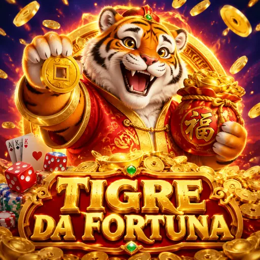 Cartão do jogo de slot Fortune Tiger com tema do tigre dourado